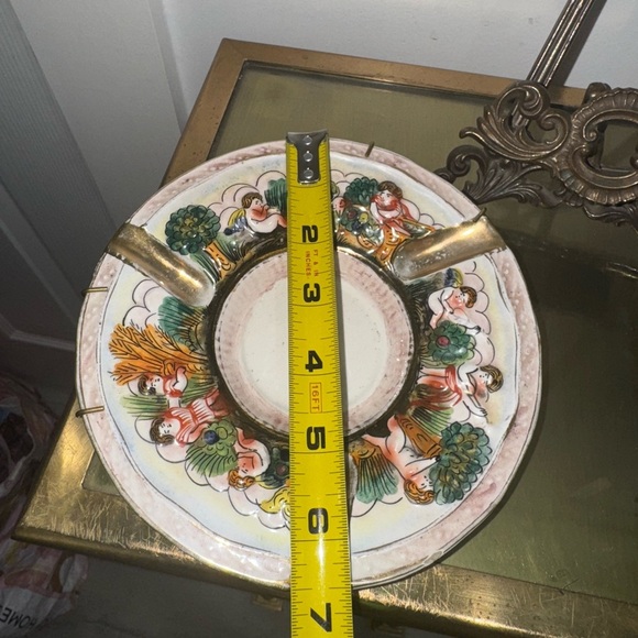 Vintage Italian Art Pottery Capodimonte Ashtray, Italy Mid-Century Cherub - Picture 4 of 6